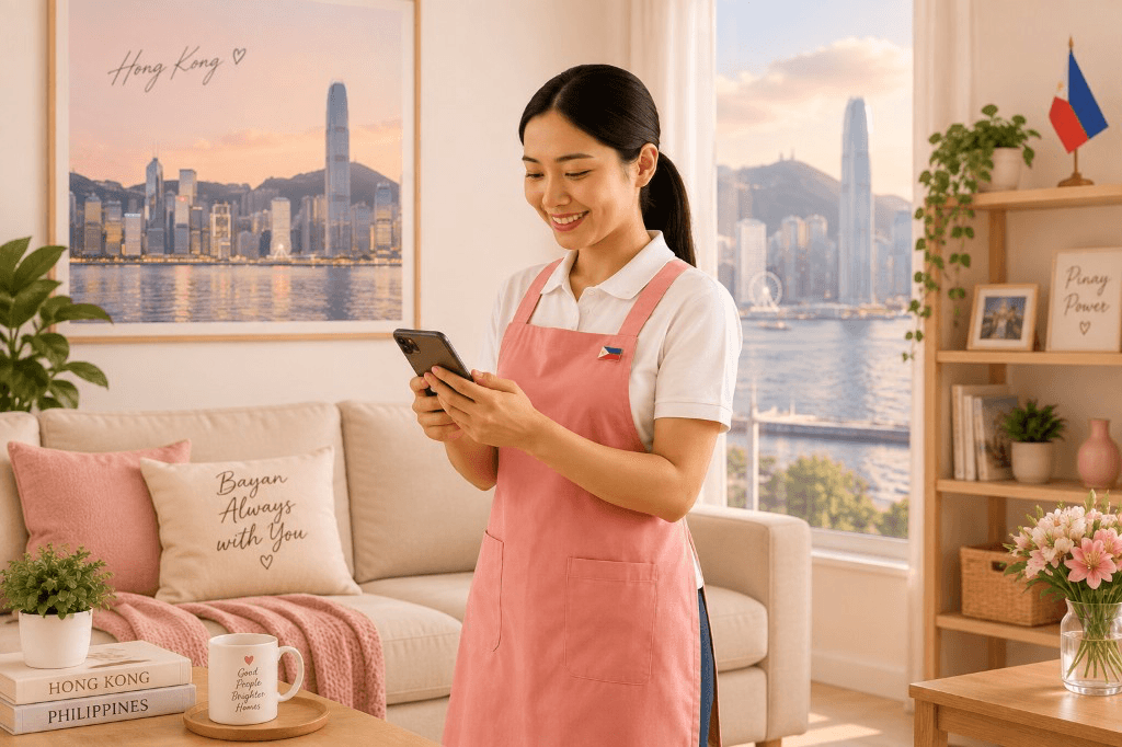 Helper browsing job opportunities on a phone